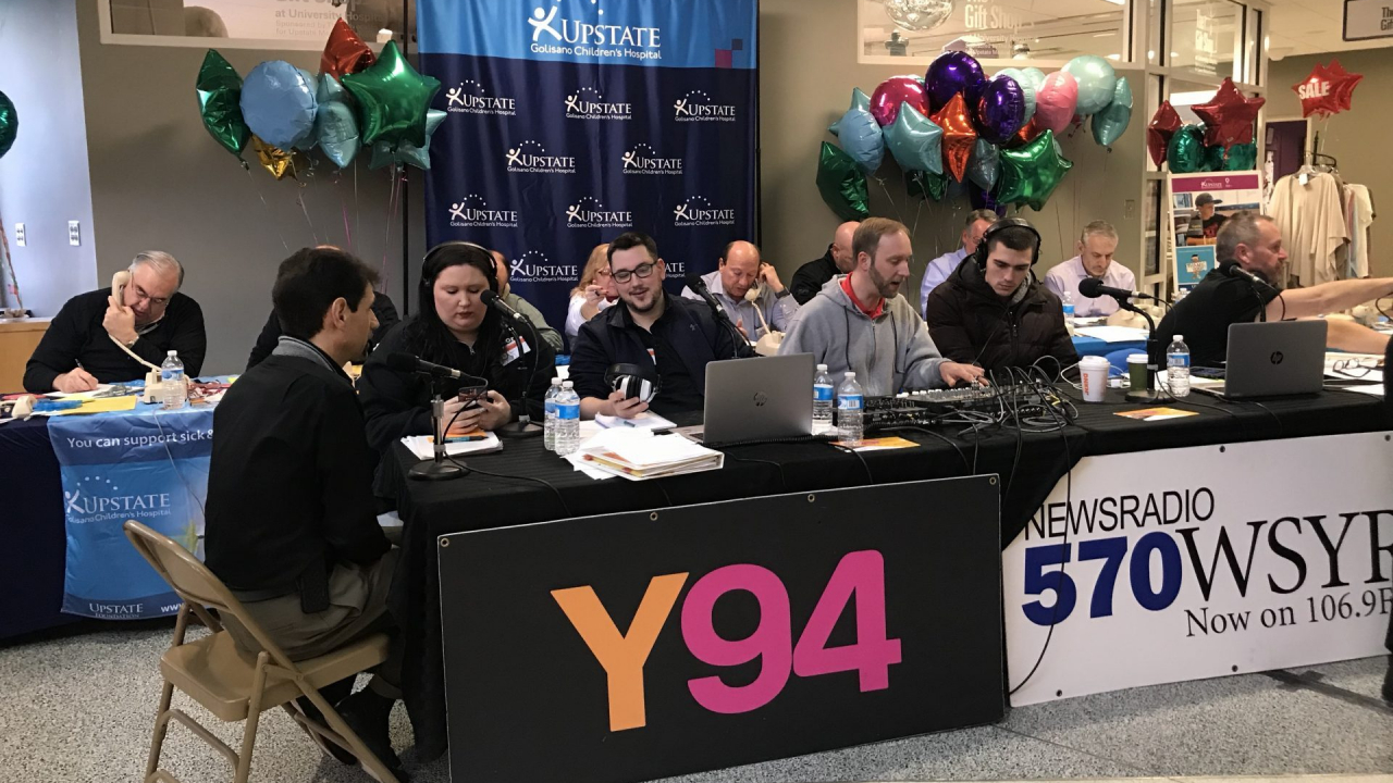 Local radio stations broadcast out of the lobby of Upstate Golisano Children's Hospital for the 16th annual Radiothon on February 28th.