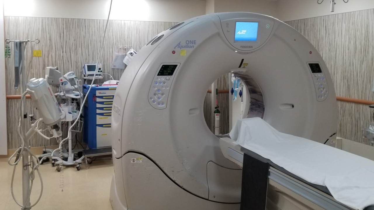 The CT Scan room that stroke patients are first taken to at Upstate Hospital. Program manager of the Upstate Comprehensive Stroke Center Dr. Josh Onyan says the scan takes just a minute.