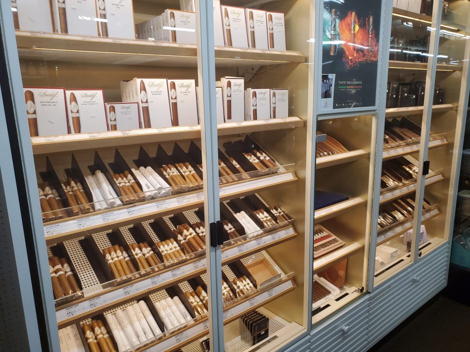 Display of various cigars at Rocky's Cigars