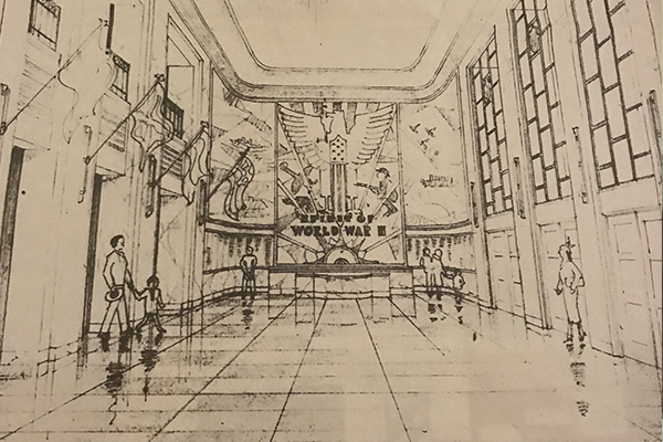 A sketch of the building's hall.