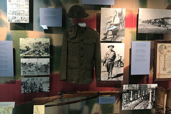 A World War II Uniform on display at the War Memorial Arena.