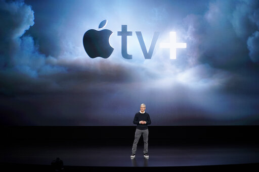 Tim Cook, CEO of Apple, presented their new streaming service, Apple TV+, in Cupertino on Monday.