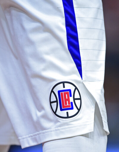 The Los Angeles Clippers logo on display.