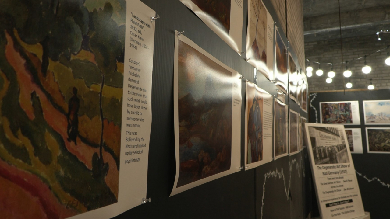 Dozens of pieces of art destroyed in the holocaust recreated on the walls of the gallery