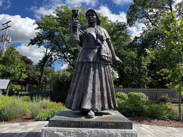 Harriet Tubman's Statue stands in front of the NYS Equal Rights Heritage Center