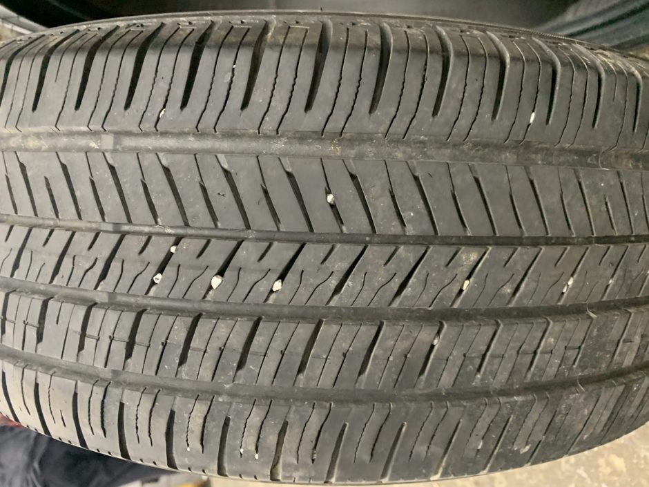 Close up of all season tire