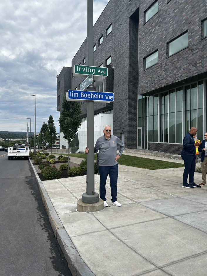 Jim Boeheim was honored with a sign named after for his accomplishments on the court and in the community. 