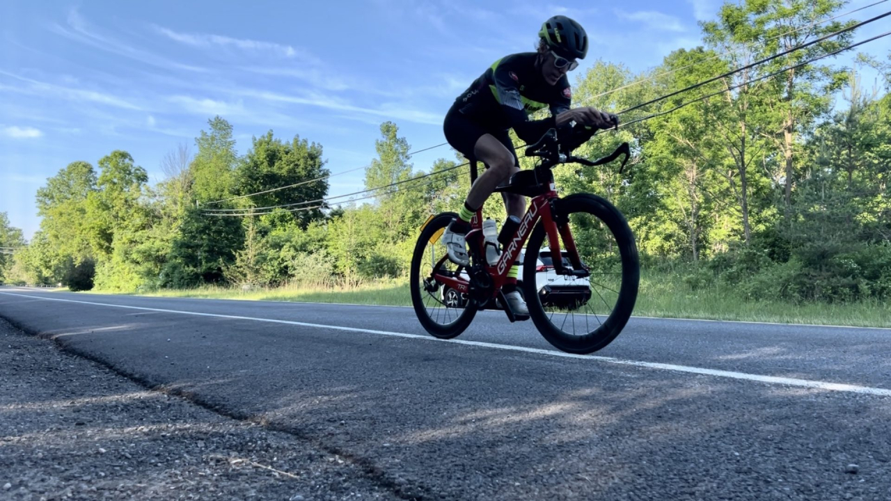 Woman riding bike