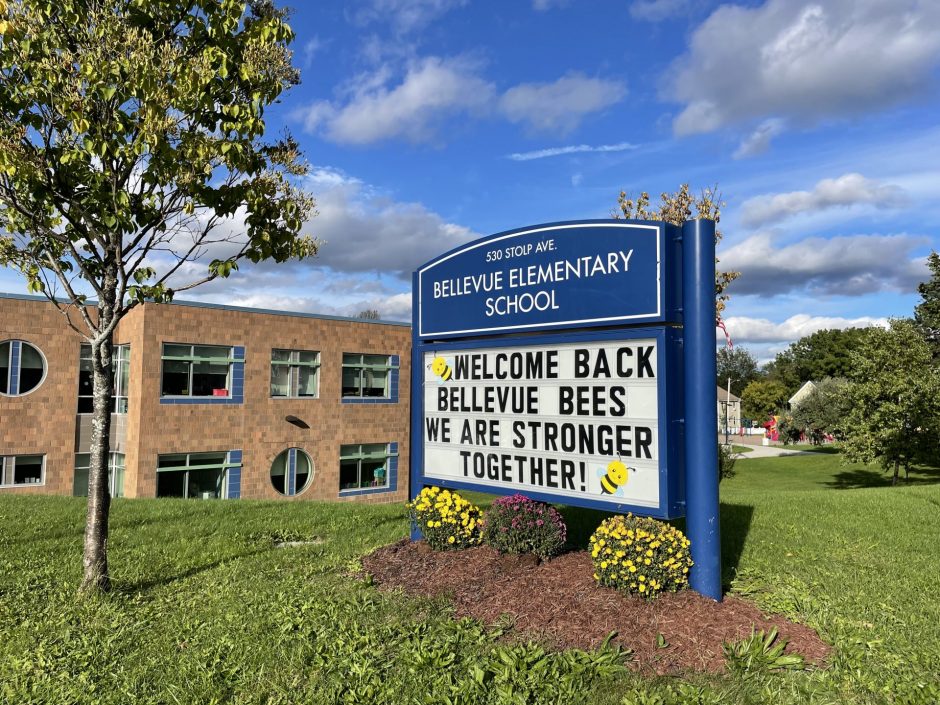 The exterior of Bellevue Elementary School in Syracuse, N.Y.