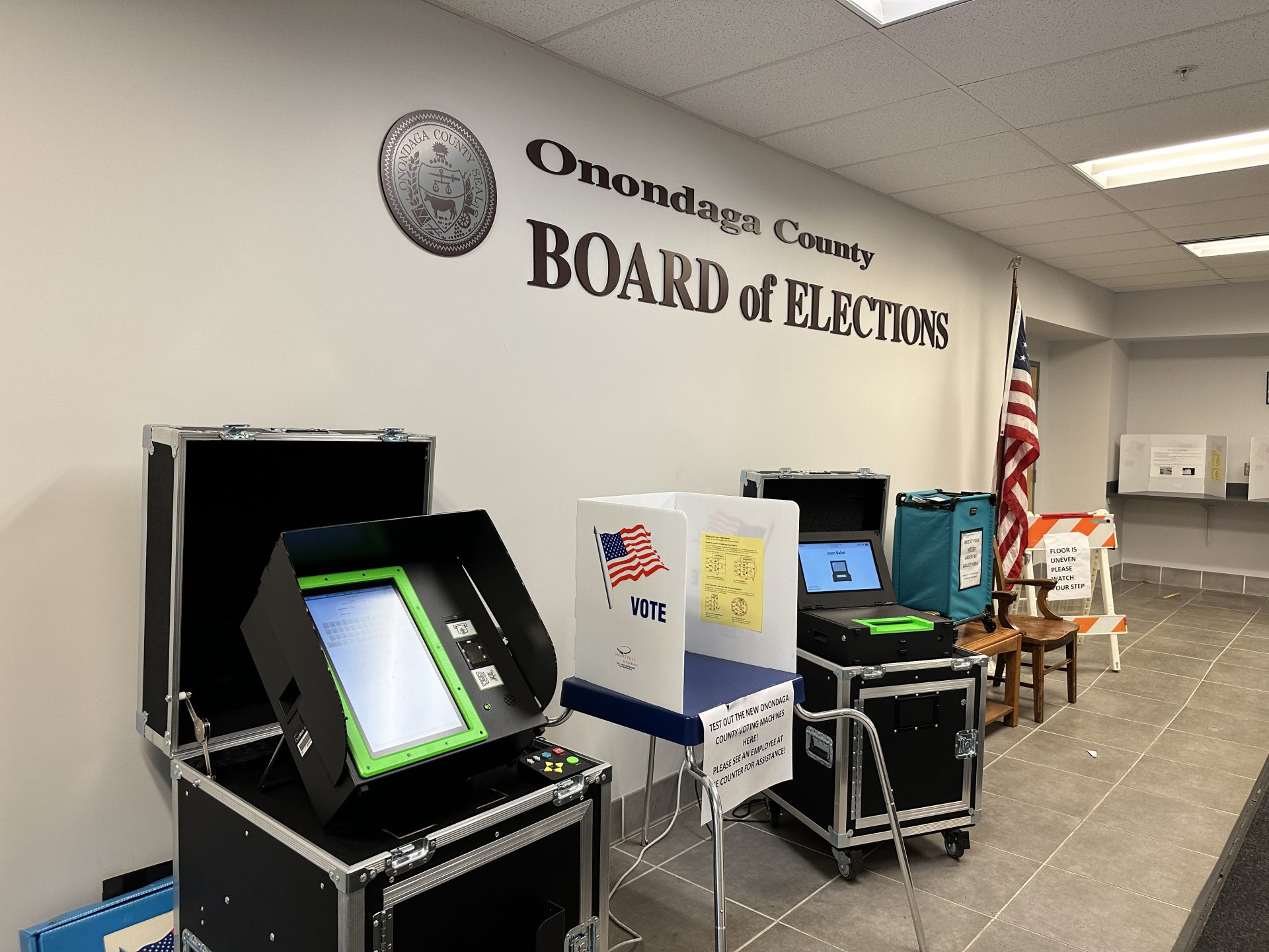 A picture of inside the Onondaga County Board of Election Office