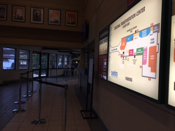 Map at the entrance of Amtrak station.