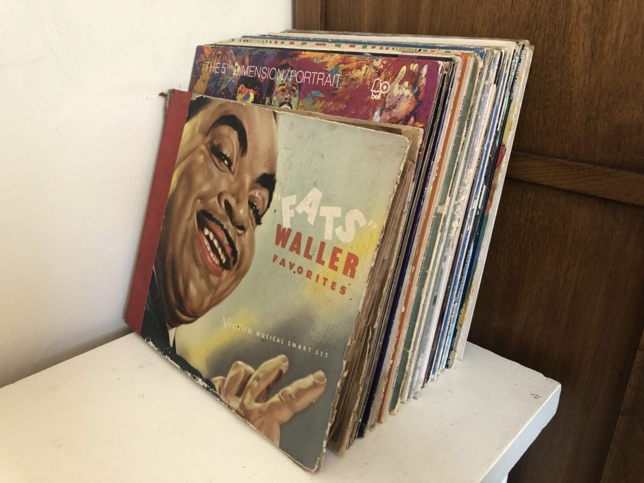 Stack of vinyl records.