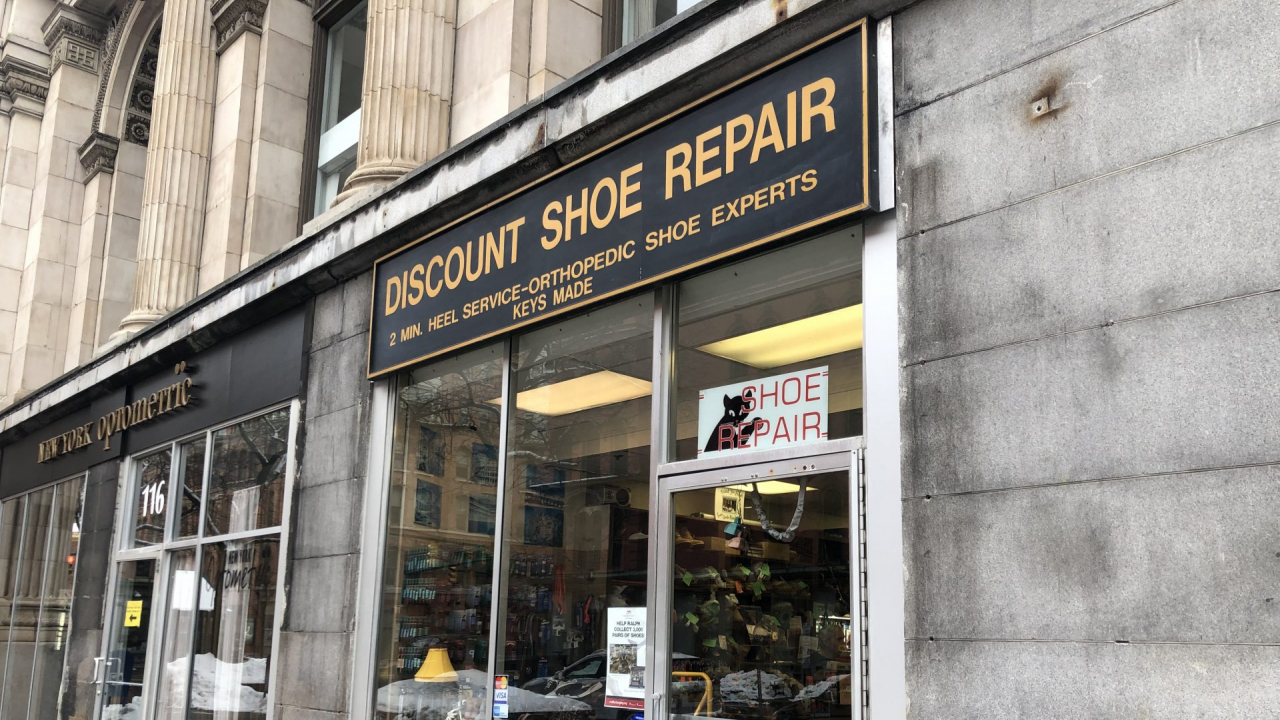 picture of the outside of Discount Shoe Repair in Downtown Syracuse