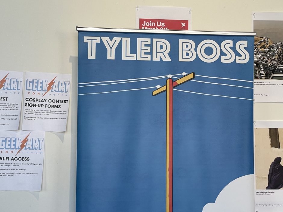 A poster against a wall for Tyler Boss