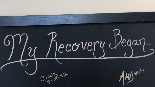 The recovery board at Prevention Network in Syracuse.