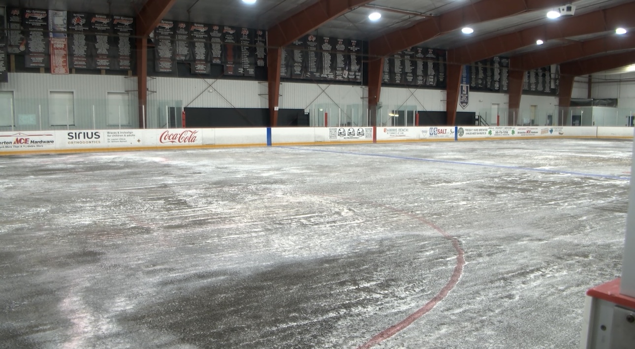 The NHL Rink at Twin Rinks sanded and ready for flooding