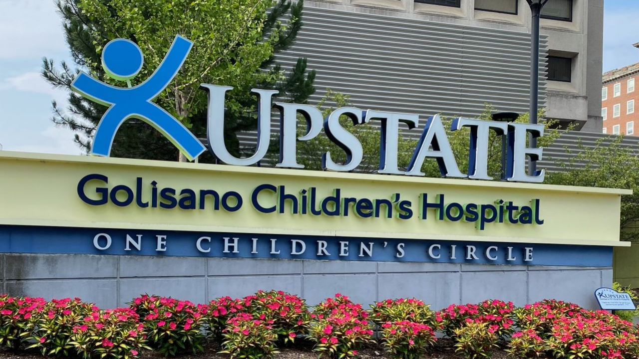 Sign outside Upstate Golisano Children's Hospital