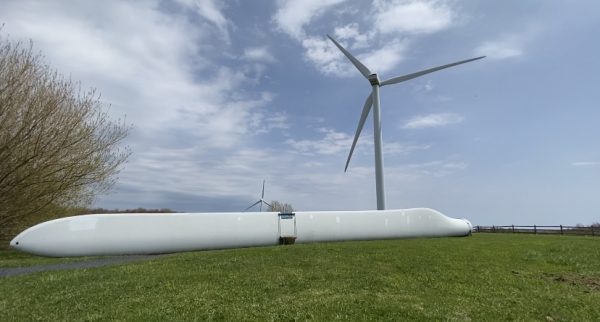 wind turbine, green grass, turbine blade