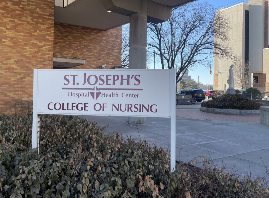 Sign outside St. Joseph's for their College of Nursing