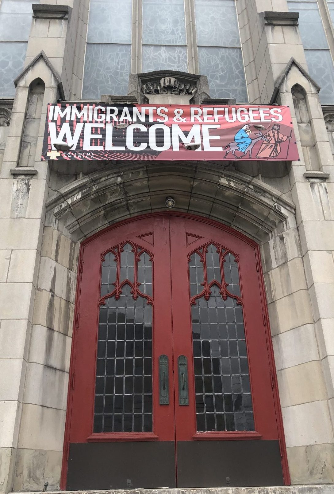 University United Methodist Church in Syracuse showing their support for refugees