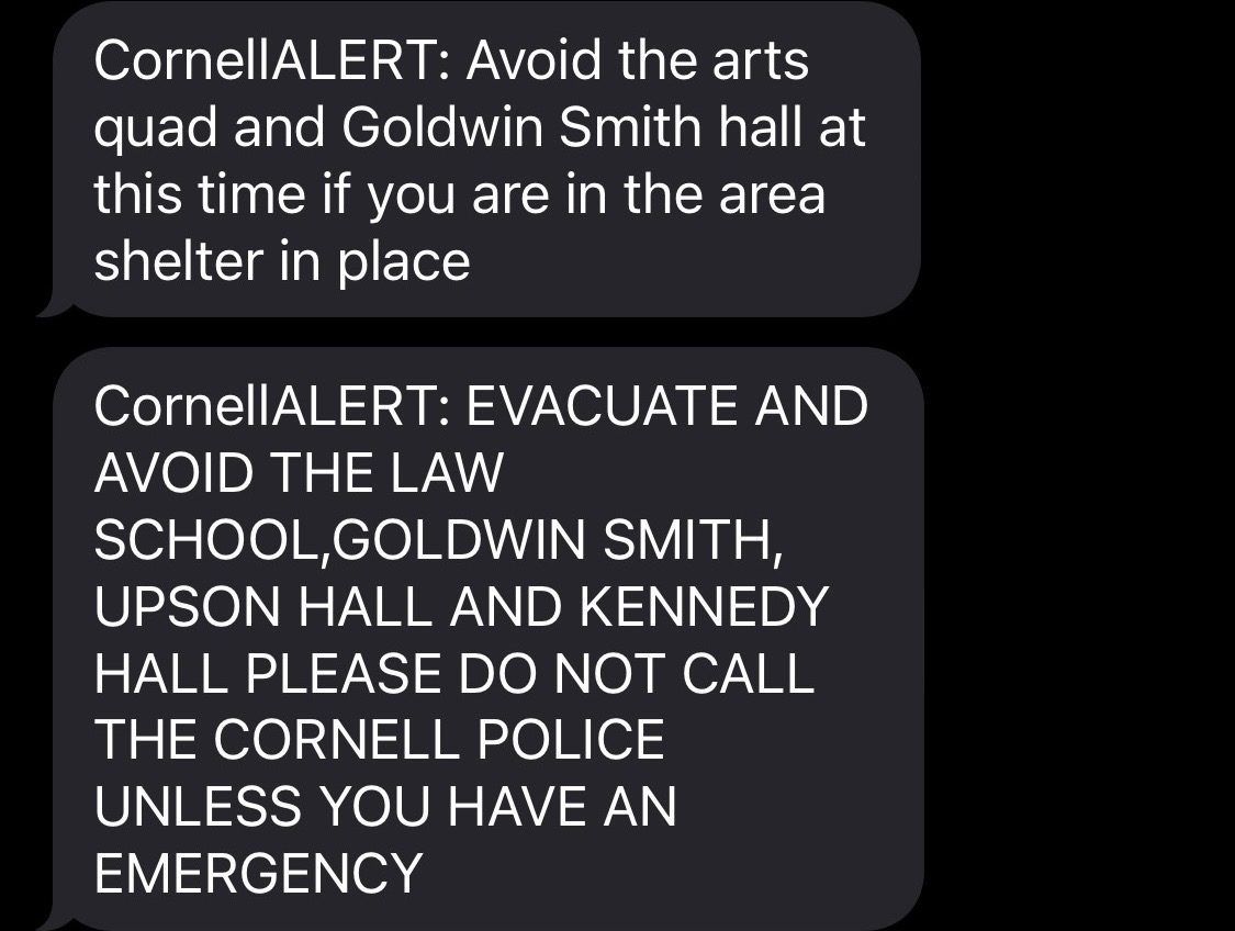 The system Cornell used to alert students of the bomb threats.