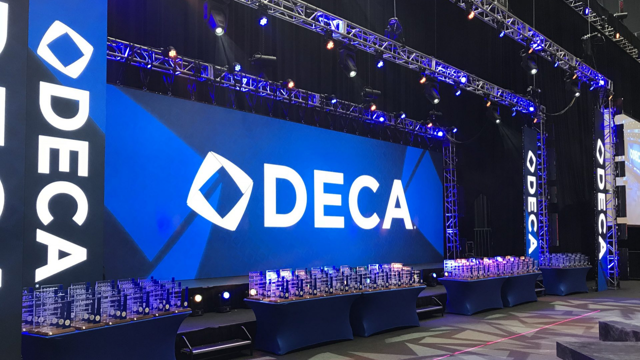 The stage at DECA's 2018 International Career Development Conference in Atlanta, Georgia. Over 22,000 members, advisors, and partners attend the conference each year.