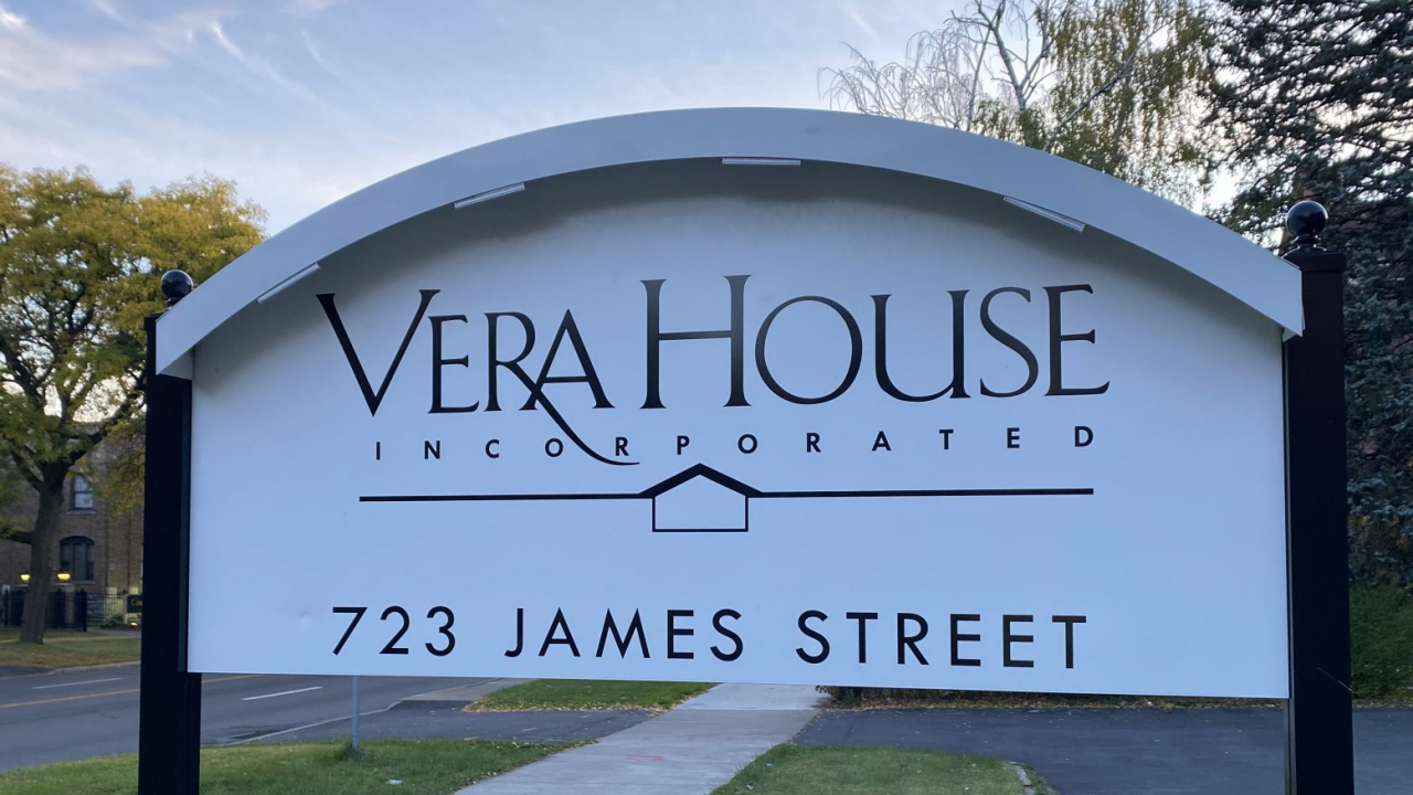 The Vera House sign outside their offices in Syracuse,NY.