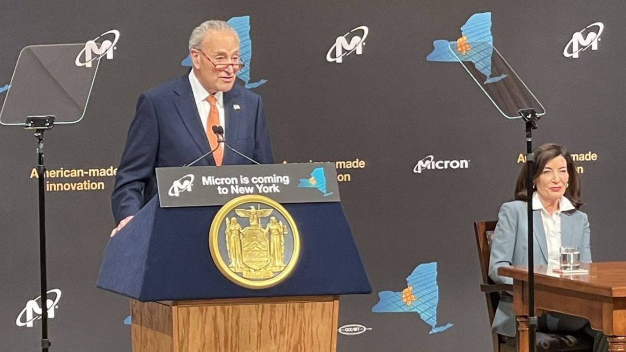 Senate Majority Leader Chuck Schumer speaks about the Micron building plan.