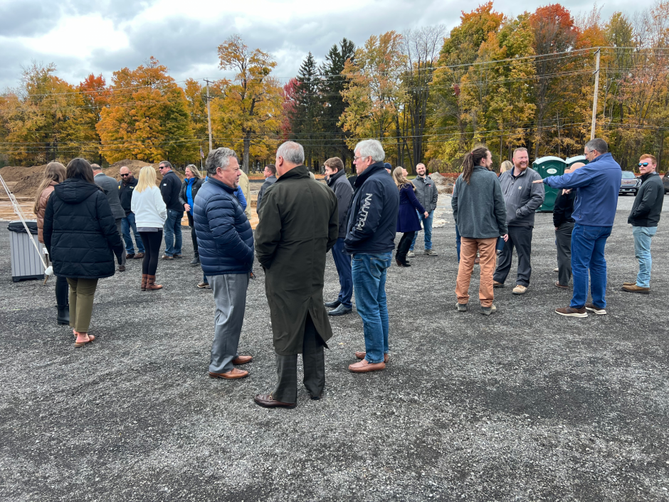 Crowd of people at the "groundbreaking celebration" for J.W. Didado's new Clay facility