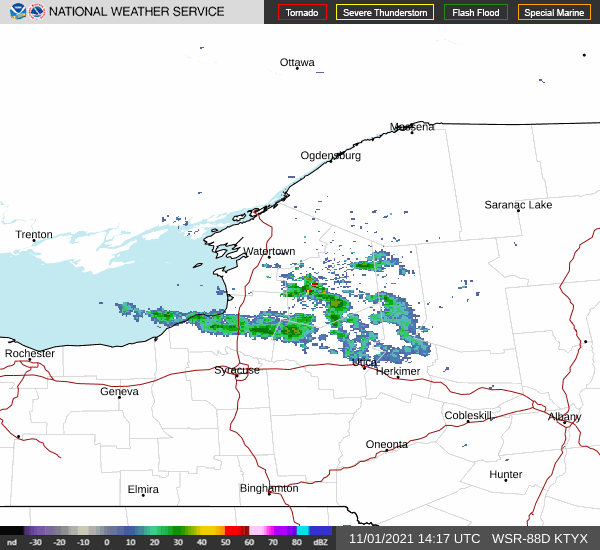 Syracuse Weather Radar for Monday, November 1.