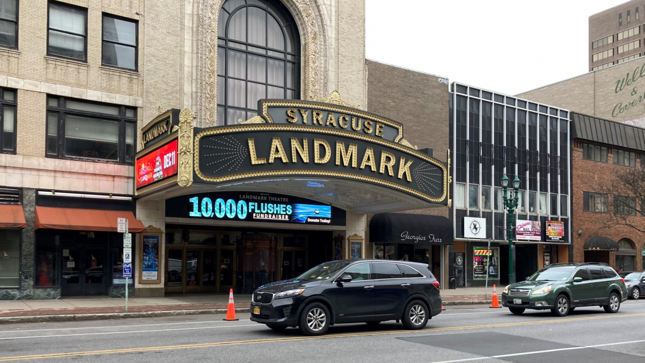 The Landmark Theater in Syracuse a few hours before fans showed up to support the United States Men's National Soccer Team.