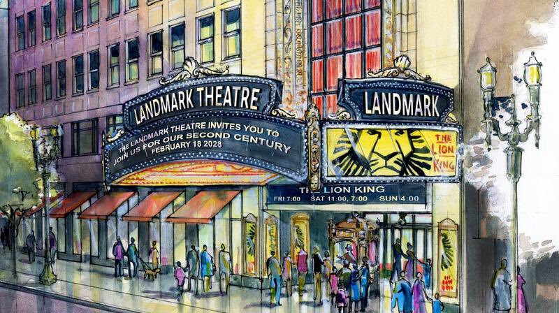 An artist's rendering of the Landmark Theatre's new marquee