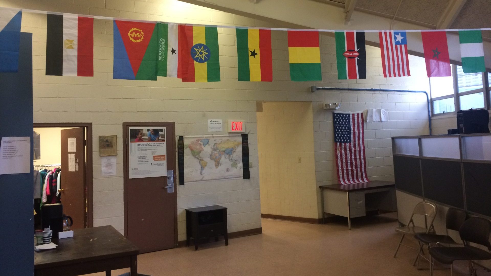 Flags of the nations represented by the refugees and immigrants at RISE