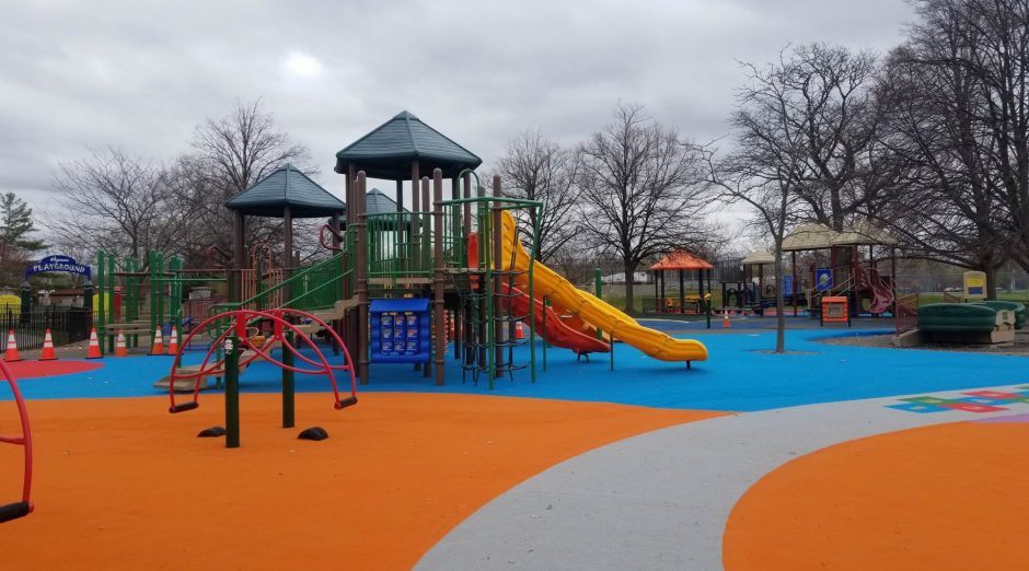 The Wegman's Playground at Onondaga Lake. The playground opened in September 2003 and covers 35,000 square feet. Syracuse resident Albnia Giglio says the park is a great place for her kids to play.