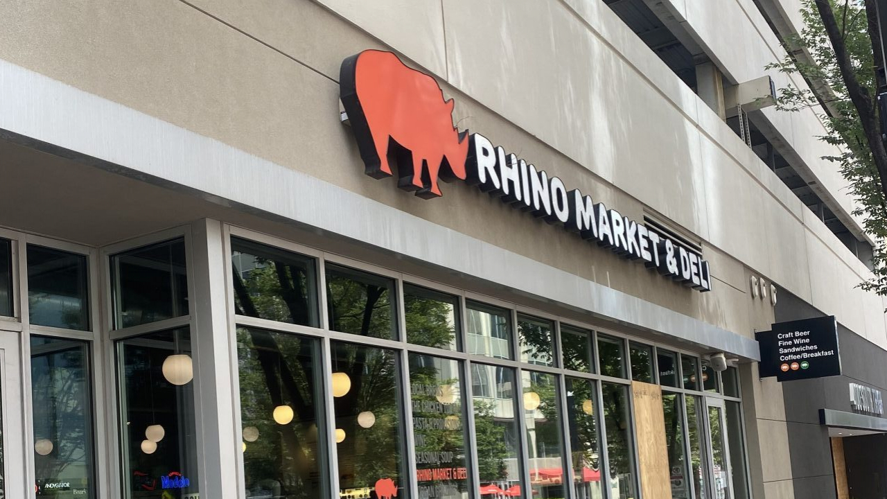 Picture in front of Rhino Market & Deli location Downtown Charlotte.