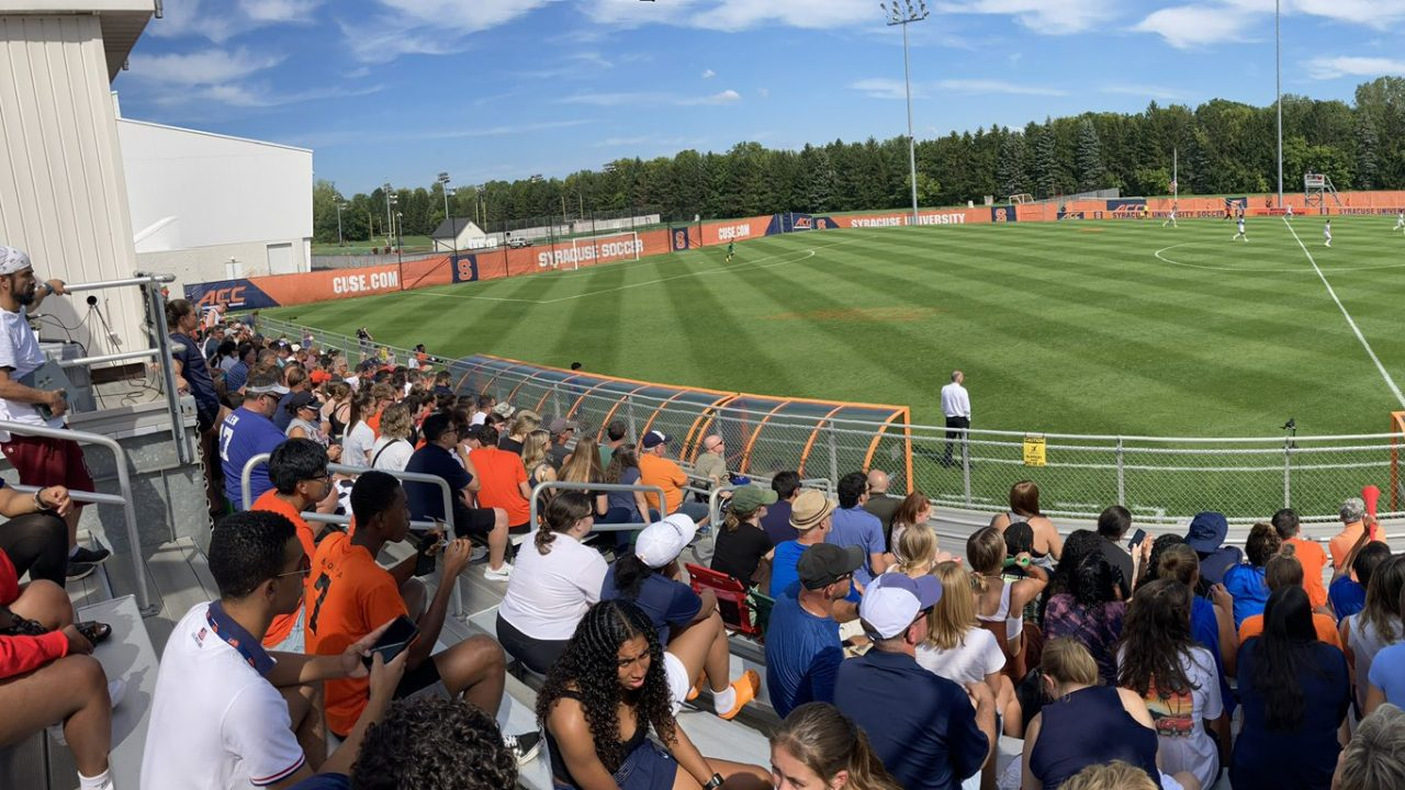 A packed house watches the Syracuse men's soccer team compete.