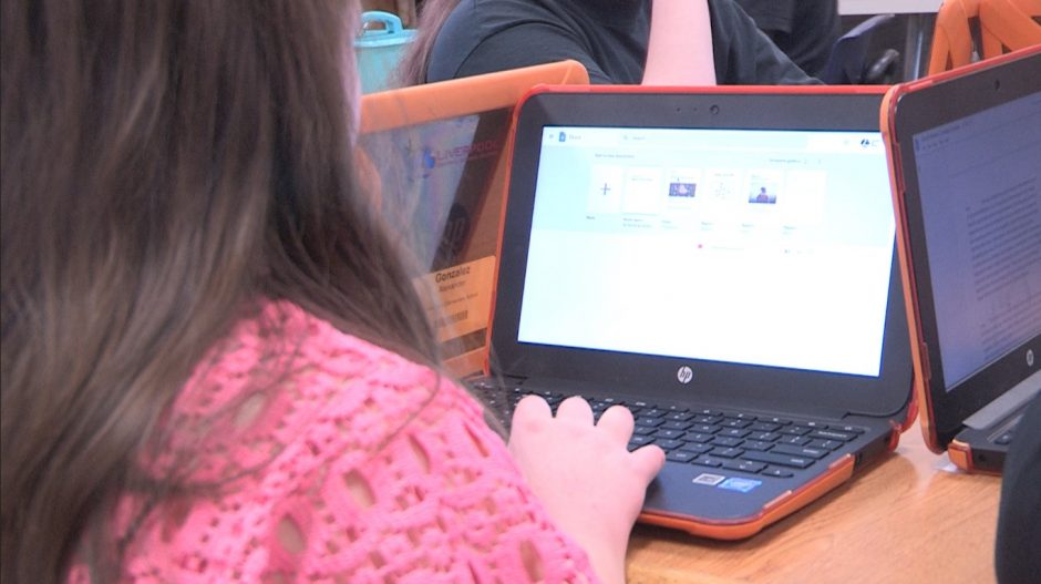 Liverpool Elementary students use chromebook computers within the classroom. Online learning could be a potential new format amidst further coronavirus cases.