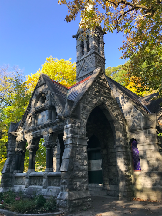 A chapel that is allegedly haunted located in Oakwood Cemetery in Syracuse, NY.