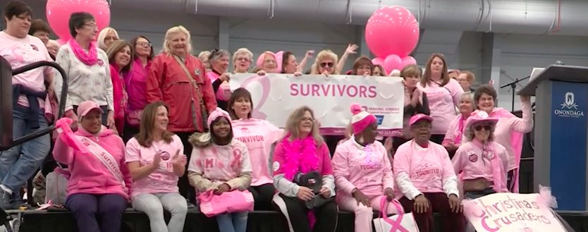 Breast Cancer survivors were honored on stage at the fundraising walk on Sunday, October 13.