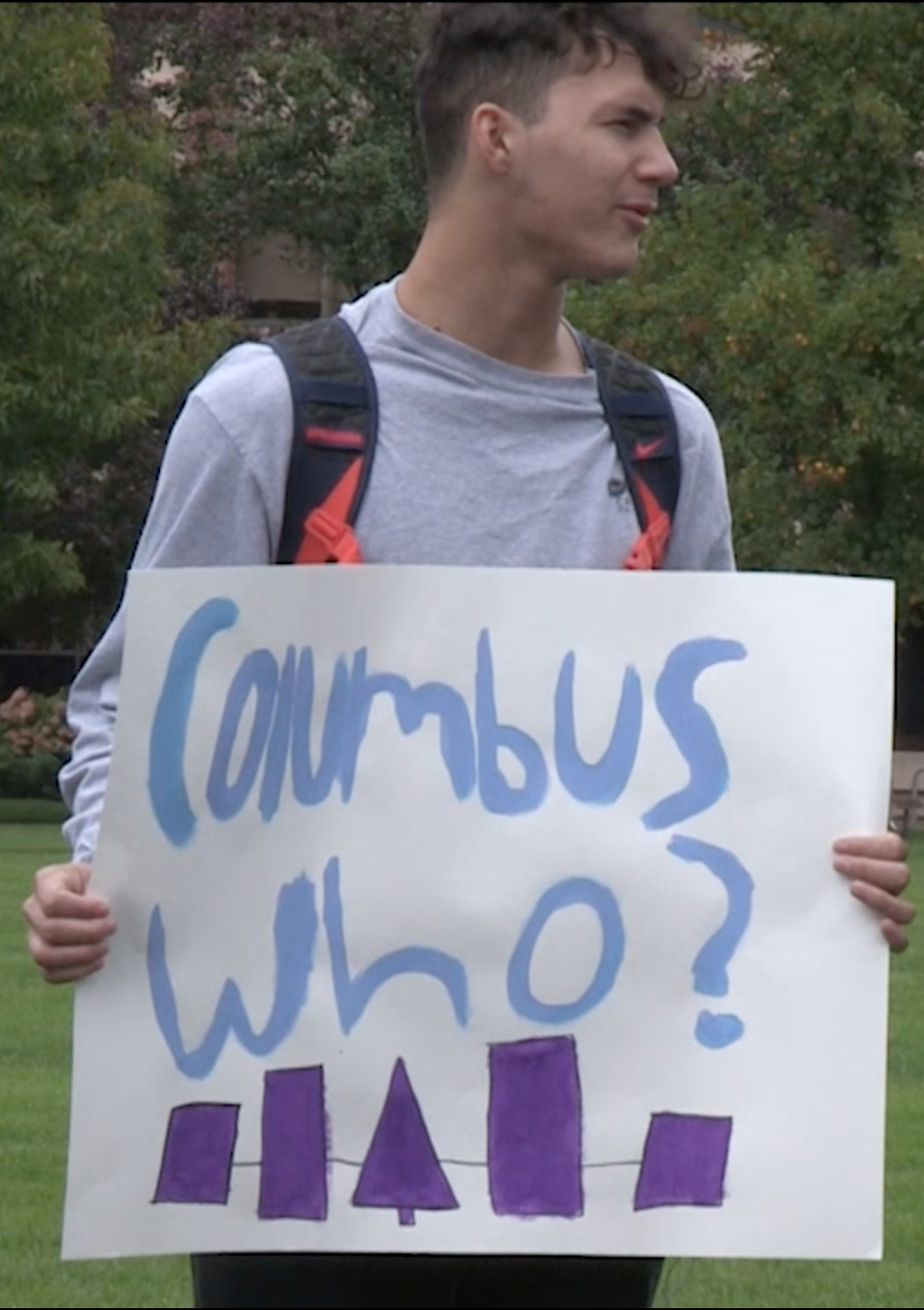 SU students were among protesters on the quad today calling for a change in mentality surrounding Columbus Day