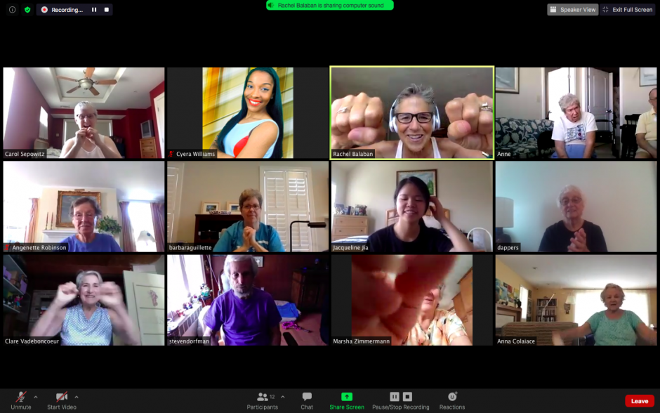 Group video call with dance participants