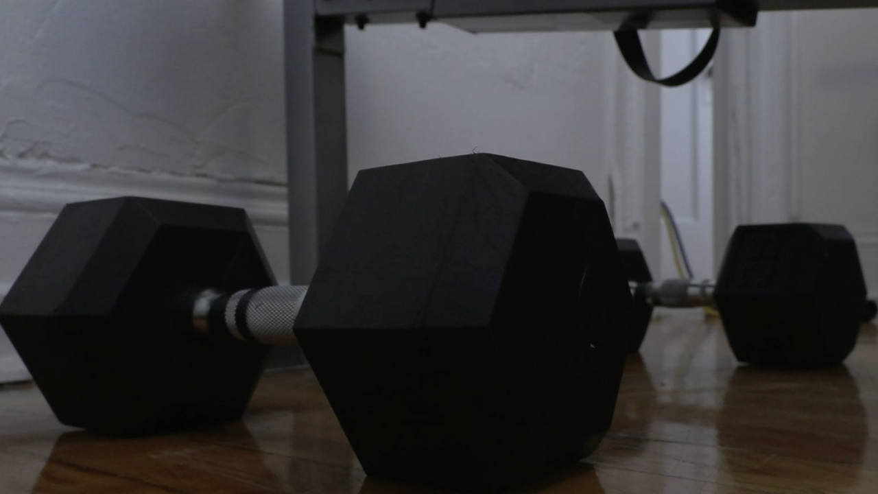 Free weights in an at home gym