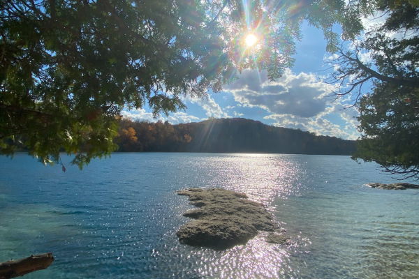 Green Lakes State Park has over 10 miles of walking trails.