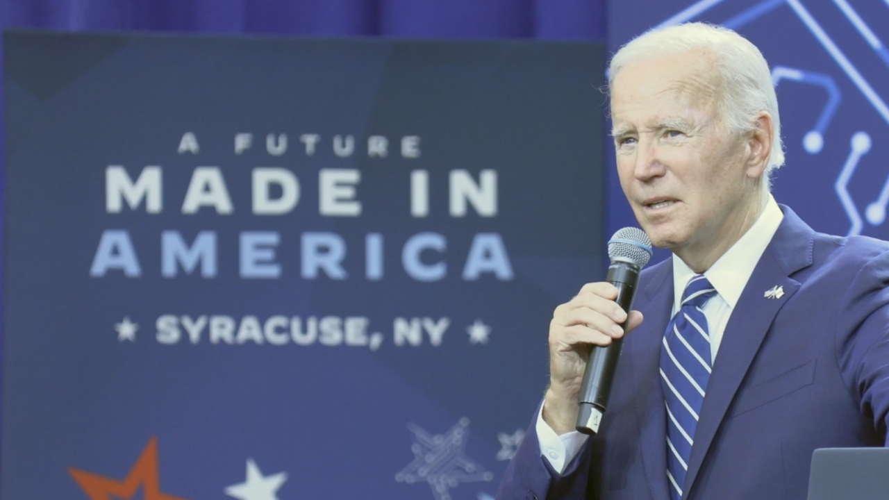 President Biden speaking at Onondaga Community College.