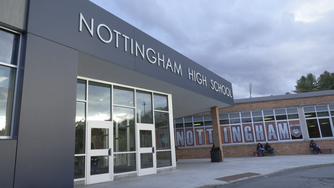 Outside the front of Nottingham High School