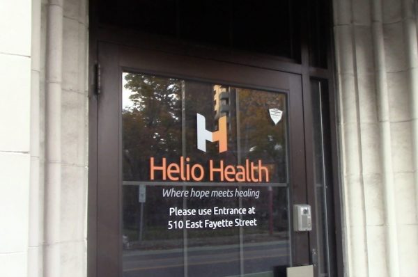 Helio Health Logo on door.