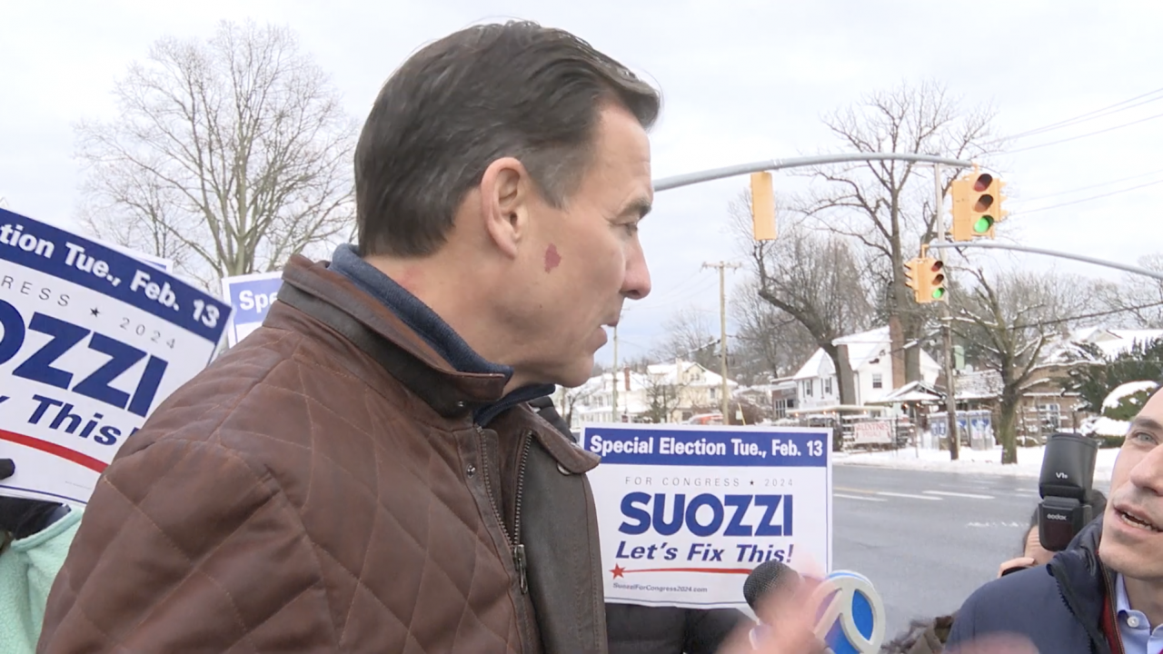 Suozzi Talks to Media