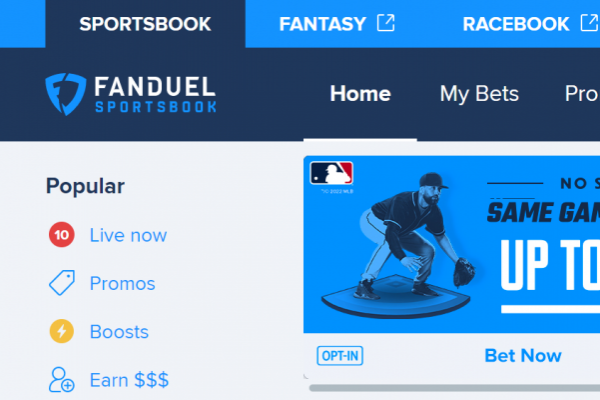 Desktop screenshot of my FanDuel Sportsbook account