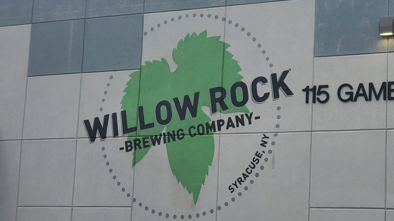 Willow Rock Brewing Company logo/sign on building.