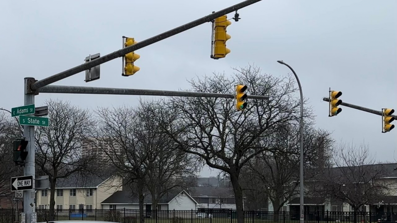 The corner of East Adams Street and South State Street in Syracuse, NY